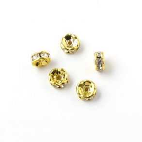 6pcs. Crystal Connector Bead, gilded, transparent, 5x2.5mm.