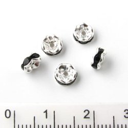 Crystal connector bead w. black crystal, 6x3mm, 6 pcs