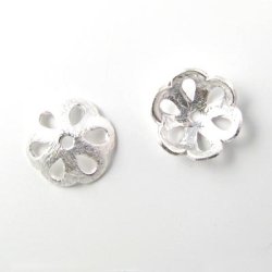 Bead cap, sterling silver, brushed, 12x4mm, Suitable for 12-14mm beads, 2pcs
