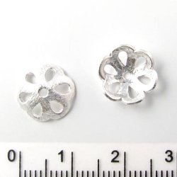 Bead cap, sterling silver, brushed, 12x4mm, Suitable for 12-14mm beads, 2pcs