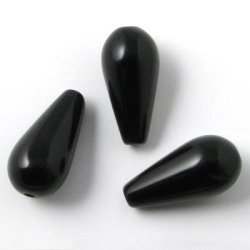 Onyx teardrop, black, Pierced from top to bottom, 16x8mm, 4pcs.