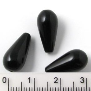 Onyx Tropfen, schwarz, Von oben nach unten durchbohrt, 16x8 mm, 4 Stk.