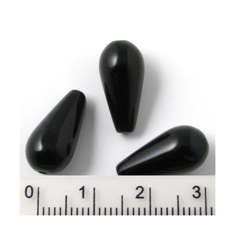Onyx Tropfen, schwarz, 16x8 mm, 4 Stk.