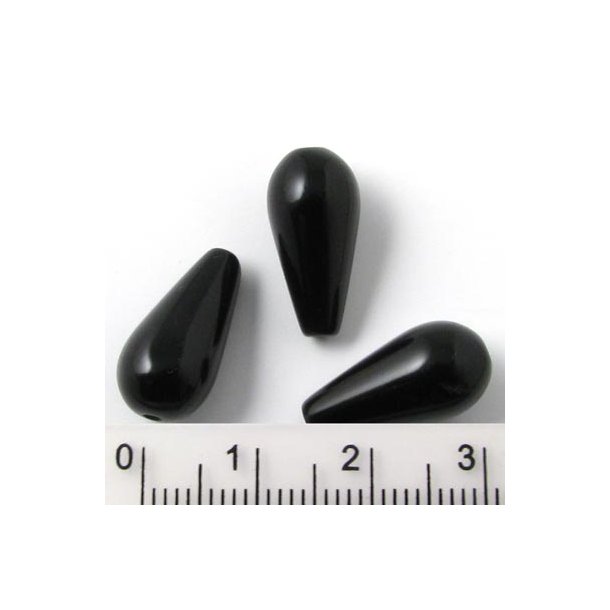Onyx Tropfen, schwarz, 16x8 mm, 4 Stk.