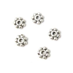 Tibetanisches Silber, antik silberfarben, Blumen, 6 mm, 30 Stk.