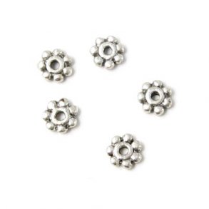 Tibetanisches Silber, antik silberfarben, Blumen, 6 mm, 30 Stk.