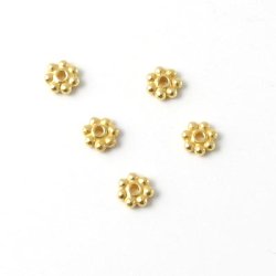 Gilded sterling silver, flower, 4mm, 6pcs.