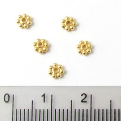 Gilded sterling silver, flower, 4mm, 6pcs.
