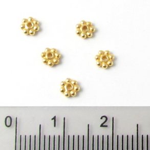 Gilded sterling silver, flower, 4mm, 6pcs.