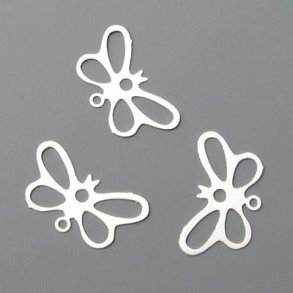 Silhouette-charm, butterfly w. hole, 21x11mm, 40pcs.
