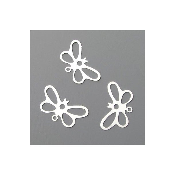 Silhouette-charm, butterfly w. hole, 21x11mm, 40pcs.