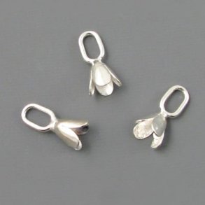 Tulpen-Perlenschalen, versilbert, mit Öse, 12x6 mm, 6 Stk.