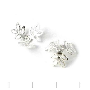 Silver-plated, filigree bead cap, adjustable, 12,5x6mm, 10pcs.