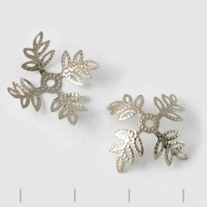 Bead cap, lightly oxidised silvery look, 25mm,10pcs.
