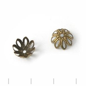 Bronze look, bead cap flower, 11mm, 20pcs.