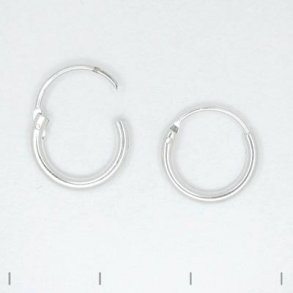 Hinged hoop earring, sterling silver, 10x1.25mm, 2pcs.
