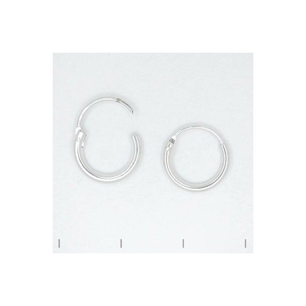 Hinged hoop earring, sterling silver, 10x1.25mm, 2pcs.
