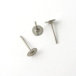 Earstuds with 5mm flat pad, length 12mm, earnuts included, surgical steel, 6pcs