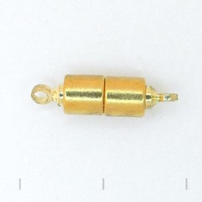 Magnetverschluss, vergoldenes Messing, Zylinder mit Ösen, 16x6 mm. 1 Stck