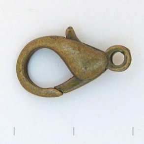 Lobster claw clasp, antique bronze color, extra large, 20x12mm., 1pcs.