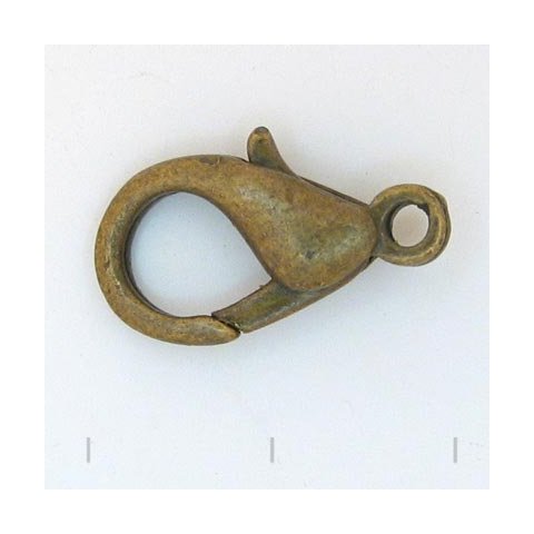Karabinlås, antik bronze-farvet messing, extra stor, 20x12 mm, 1 stk.