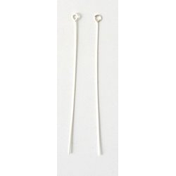 &Ouml;senstifte, Perlenstab mit &Ouml;se, versilbertes Messing, 50x0,6 mm, 20 Stk.