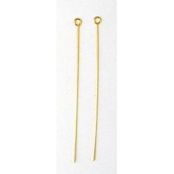 Eyepin, headpin with loop, quality gold-plated brass, 50x0,6mm, 20pcs.