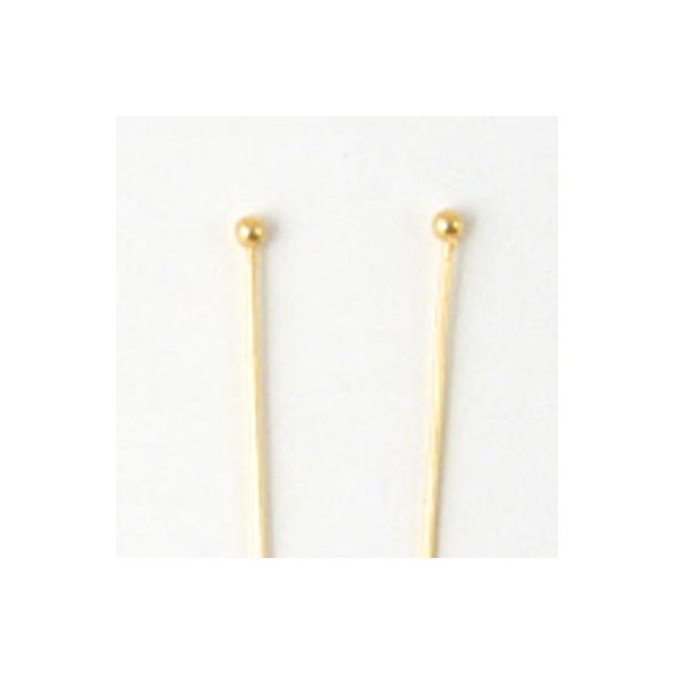 Headpin with 1.5mm ball, gold-plated silver, 45x0.5, 10pcs.
