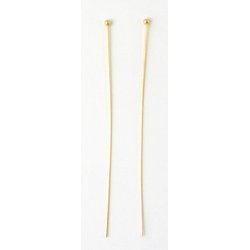 Headpin with 1.5mm ball, gold-plated silver, 45x0.5, 10pcs.