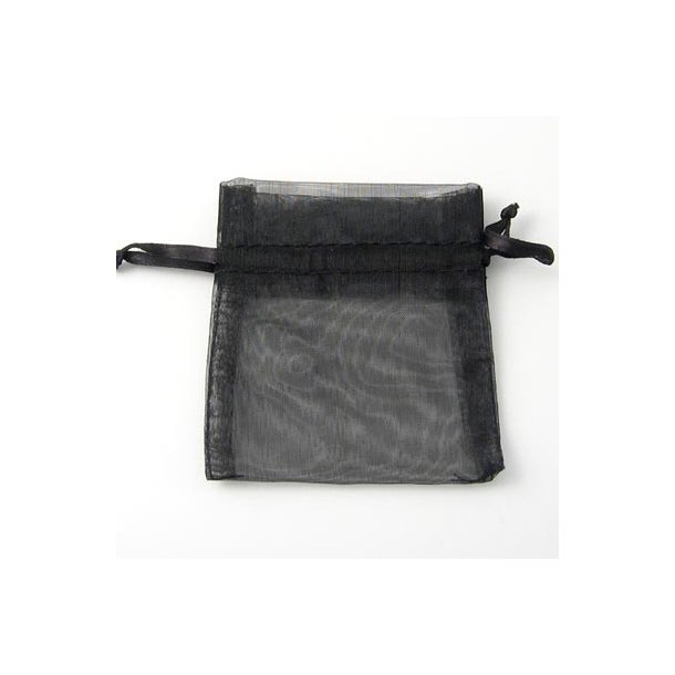 Jewellery bags, black, organza, 5x7cm, small size, 20pcs