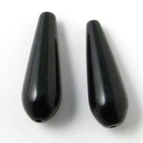 Onyx teardrop, black, long, 30x10x5mm, 2pcs.