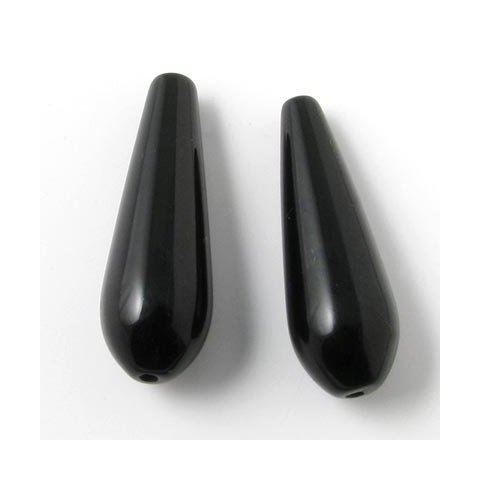 Onyx teardrop, black, long, 30x10x5mm, 2pcs.