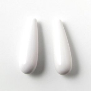 Pressed turquoise, white teardrop, 22x7x3mm, 2pcs