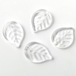 Glasperlen, transparent, 18x13x4 mm, 4 Stk.