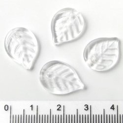 Glasperlen, transparent, 18x13x4 mm, 4 Stk.
