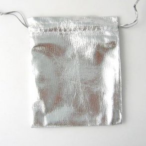 Jewellery bags, silver color fabric, ca.10x12cm, 10pcs
