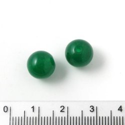 Jade-Perle, gef&auml;rbt,  tief dunkelgr&uuml;n, rund, 10 mm, 6 Stk.