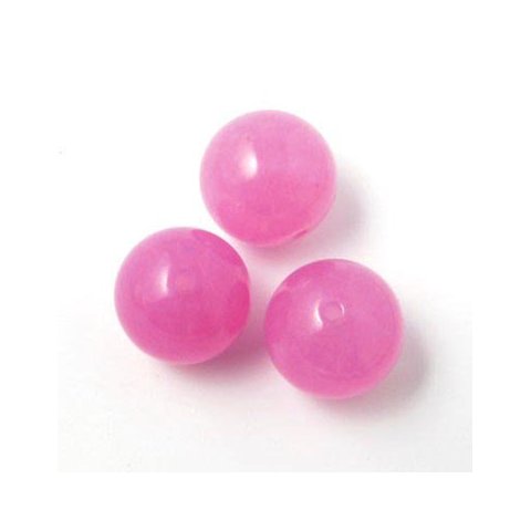 Jadeperle, lyserød / pink, rund, 12 mm, 6 Stk.
