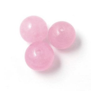 Jade-Perle, gef�rbt, rosa, rund, 12 mm, 6 Stk.