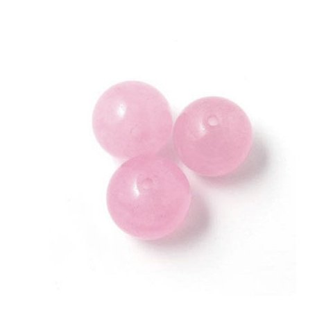 Jadeperle, farvet, rosa/lyserød, rund, 12 mm, 6 Stk.
