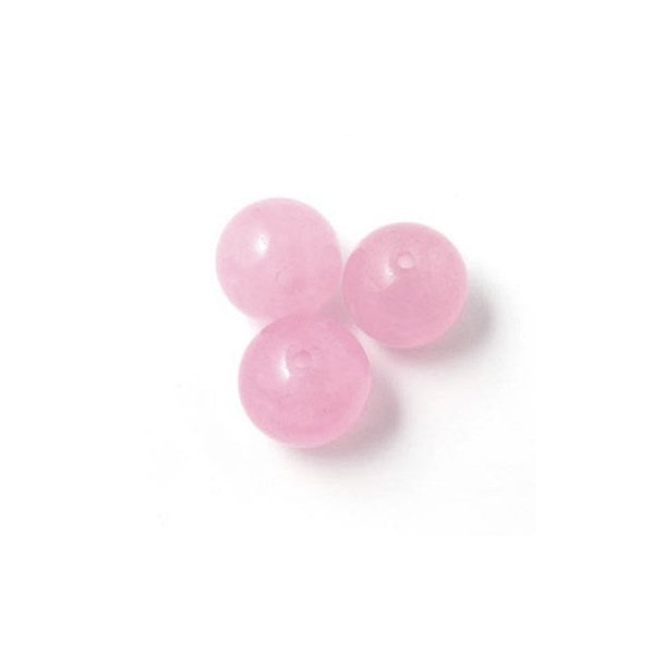 Jadeperle, farvet, rosa/lyserød, rund, 12 mm, 6 Stk.