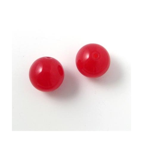Jadeperle, dyb rød, rund, 12 mm, 6 stk.