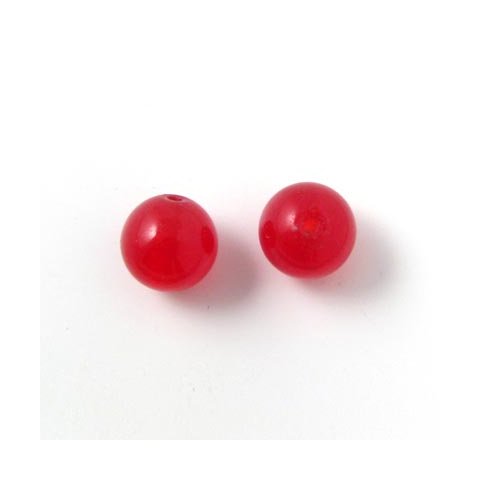 Jadeperle, dyb rød, rund, 10 mm, 6 stk.
