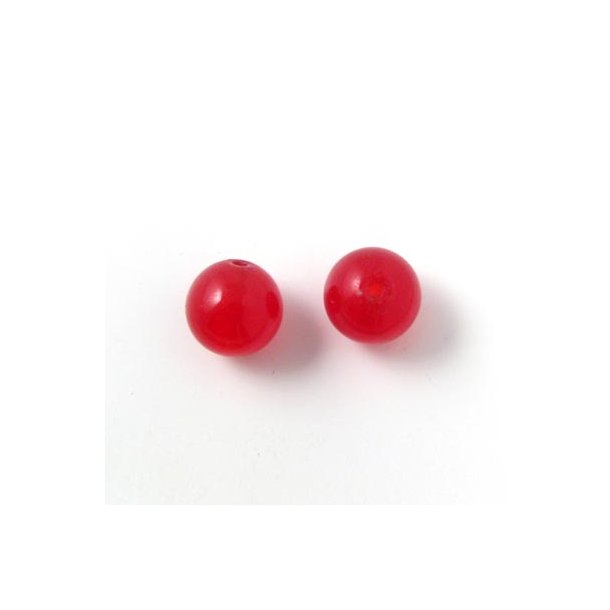 Jade bead, deep red, round, 10mm, 6pcs.