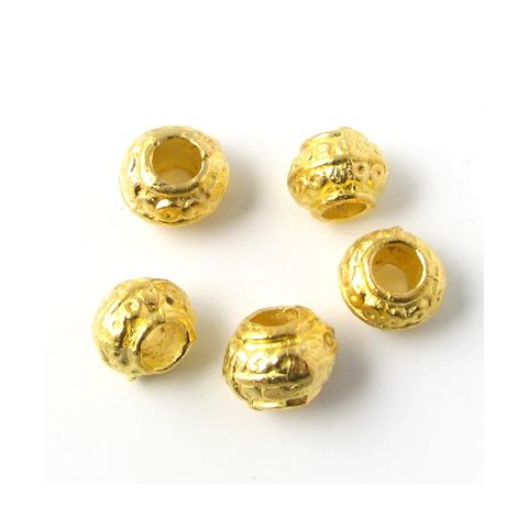 20 Stk.,  goldfarbene Perlen, klassisch, mit gro&szlig;em Loch, 8x6,5 mm