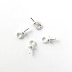 Stift&ouml;sen mit Rand, versilbert, 7x3 mm, 6 Stk.