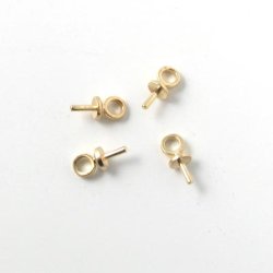 Bail, cup with peg, gold-plated brass, closed eye, 0,7x3x7mm, 6pcs.