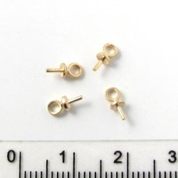 Bail, cup with peg, gold-plated brass, closed eye, 0,7x3x7mm, 6pcs.