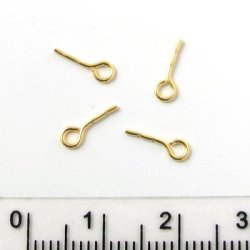 Stift&ouml;sen, vergoldetes Messing, 9x0,7 mm, 10 Stk.