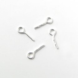 Stift&ouml;sen, versilbertes Messing, 9x0,7 mm, 10 Stk.